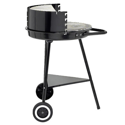 Barbecue à charbon rond Texas 2 grilles 5 niveaux métal noir 53x66,5xH81cm