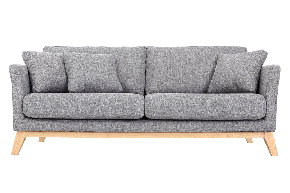 Canapé scandinave déhoussable 3 places en tissu gris clair