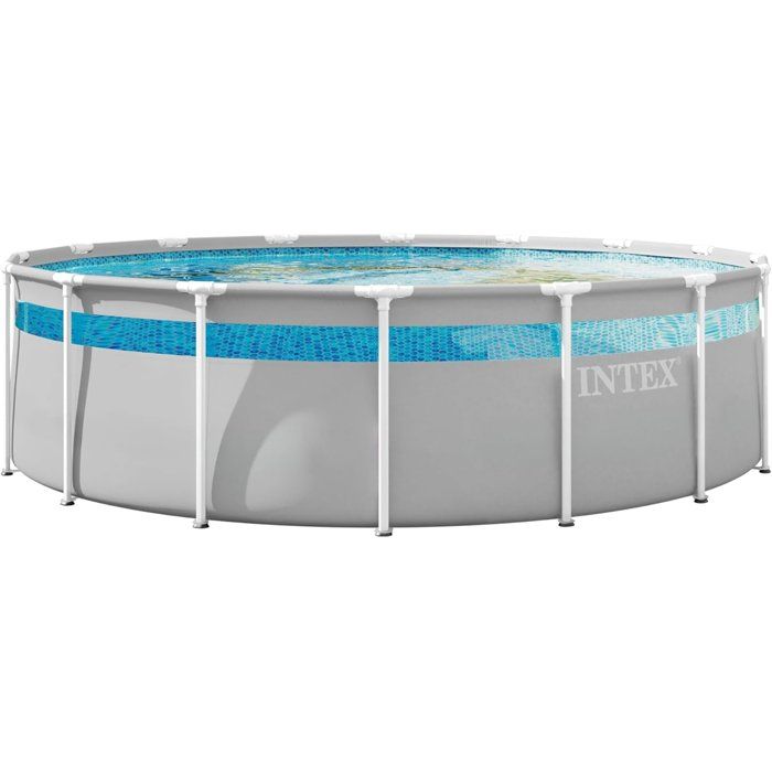 Kit Piscine hors sol tubulaire INTEX - Prism Frame Clear Window - 488 x 122 cm - Ronde (Pompe, bâche, tapis sol, échelle) - homidiscount