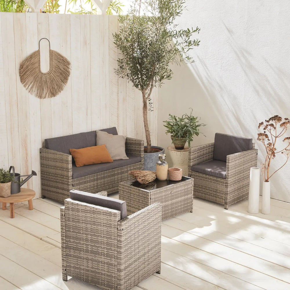 Perugia Salon de jardin résine tressée 4 places - homidiscount