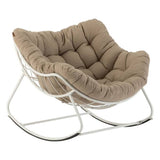 Fauteuil oeuf à bascule PAOPAO Beige & Blanc