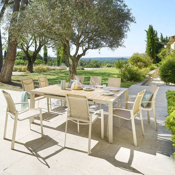 Table de jardin carré EVASION Lin / Argile