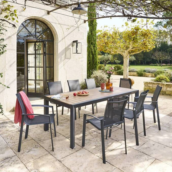Table de jardin ÉVASION Effet bois Honey & Graphite