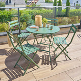 Ensemble table de jardin ronde + 4 chaises empilables GREENSBORO Vert Olive
