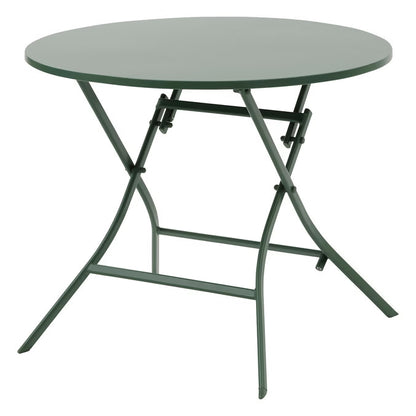 Ensemble table de jardin ronde + 4 chaises empilables GREENSBORO Vert Olive