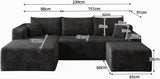 Canapé d'angle Convertible en U - Noir
