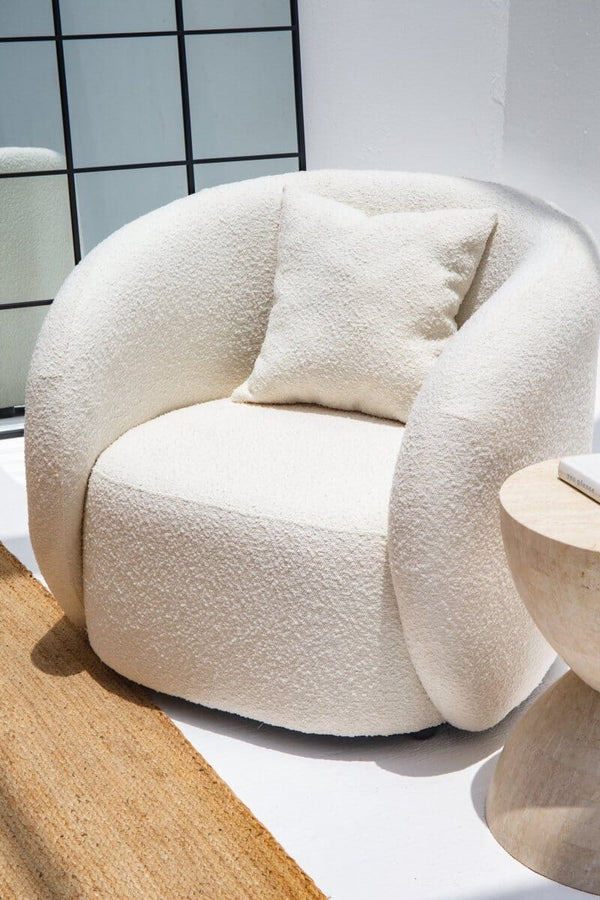Amanti Off White Boucle Lounge Sofa Chair