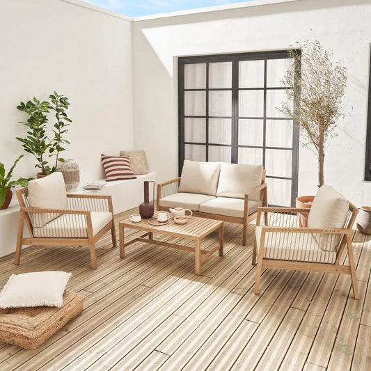 Aliste Salon de jardin bois d'acacia et cordes 4 places - homidiscount