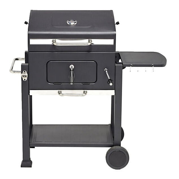 Barbecue à charbon Wilson rectangulaire avec couvercle 2 roulettes 114x72H108cm - homidiscount