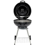 Barbecue charbon 2 roulettes rond Fisher avec couvercle acier noir 66,5x58x90cm - homidiscount