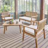 Bohemia corde verticale Salon de jardin bois et cannage vertical 4 places - homidiscount