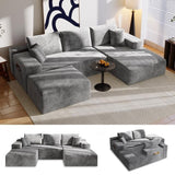 Canapé d'angle Convertible 4 places en U,274L x 175P x 64H cm,avec Fonction Lit,Canapé modulable avec 5 coussins,pour Salon,Gris