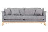 Canapé scandinave déhoussable 3 places en tissu gris clair