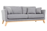 Canapé scandinave déhoussable 3 places en tissu gris clair