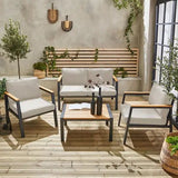 Casoria Salon de jardin aluminium et polywood 4 places Anthracite / Beige - homidiscount