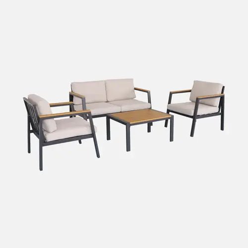 Casoria Salon de jardin aluminium et polywood 4 places Anthracite / Beige - homidiscount