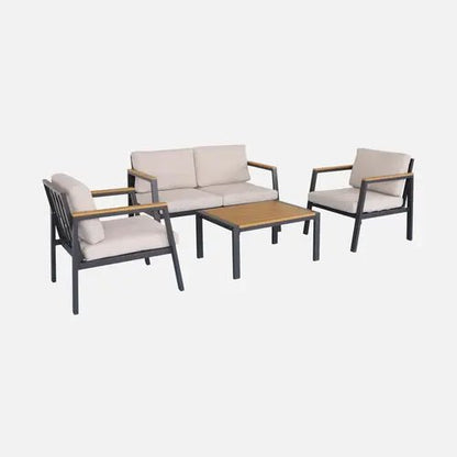 Casoria Salon de jardin aluminium et polywood 4 places Anthracite / Beige - homidiscount