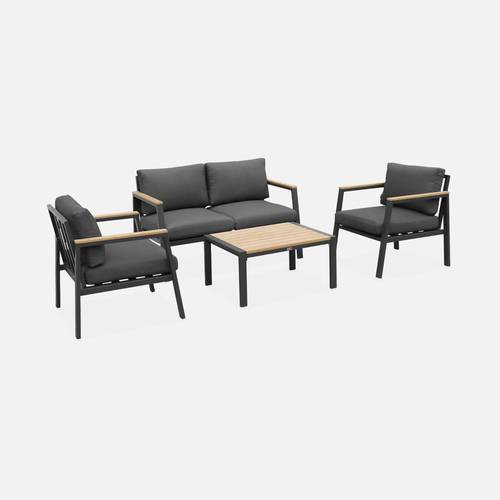 Casoria Salon de jardin aluminium et polywood 4 places Anthracite / Gris foncé - homidiscount