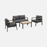 Casoria Salon de jardin aluminium et polywood 4 places Anthracite / Gris foncé - homidiscount