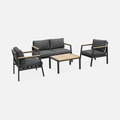 Casoria Salon de jardin aluminium et polywood 4 places Anthracite / Gris foncé - homidiscount