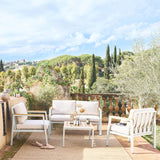 Casoria Salon de jardin aluminium et polywood 4 places Blanc / Beige - homidiscount