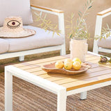 Casoria Salon de jardin aluminium et polywood 4 places Blanc / Beige - homidiscount
