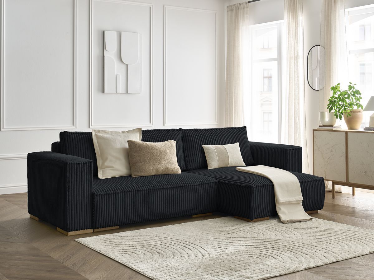 CHELSEA Canapé d'angle réversible Compressé - Noir - homidiscount
