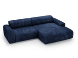 COURCHEVEL Canapé avec grande méridienne - Bleu - homidiscount