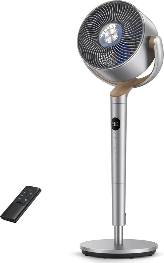DREO 23dB ventilateur sur pied silencieux, portée de 24M, volume d'air 1200m³/h, turbo circulateur, hauteur de 102CM, 3 modes, 8 vitesses, oscillation omnidirectionnelle 120°+120°, PolyFan 502 - homidiscount