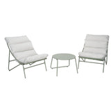 Ensemble salon de jardin 2 personnes Oslow métal vert sauge et coussins gris clair - homidiscount