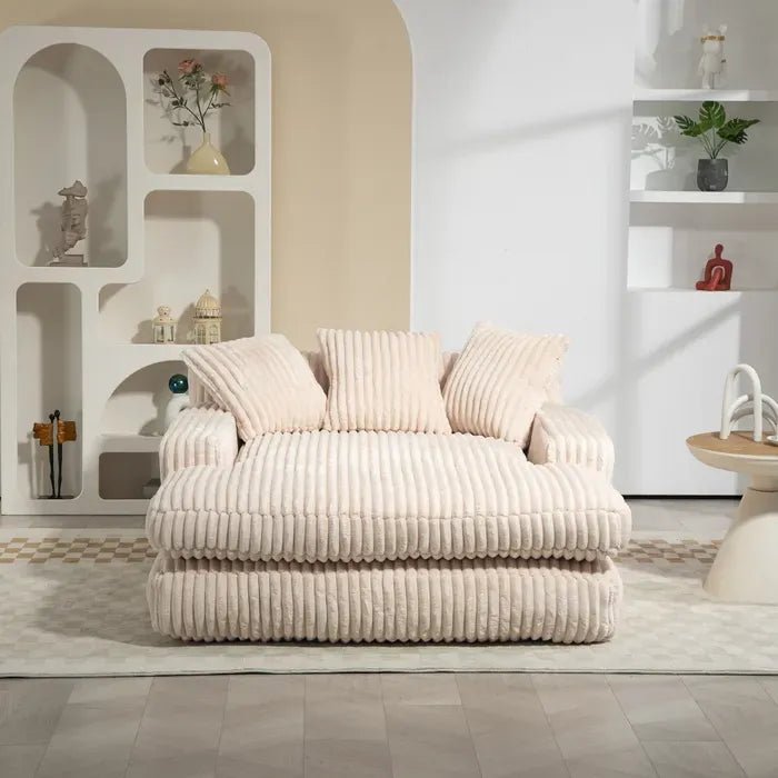 Fauteuil Compressé Avec 3 Coussins, Beige - homavodiscount