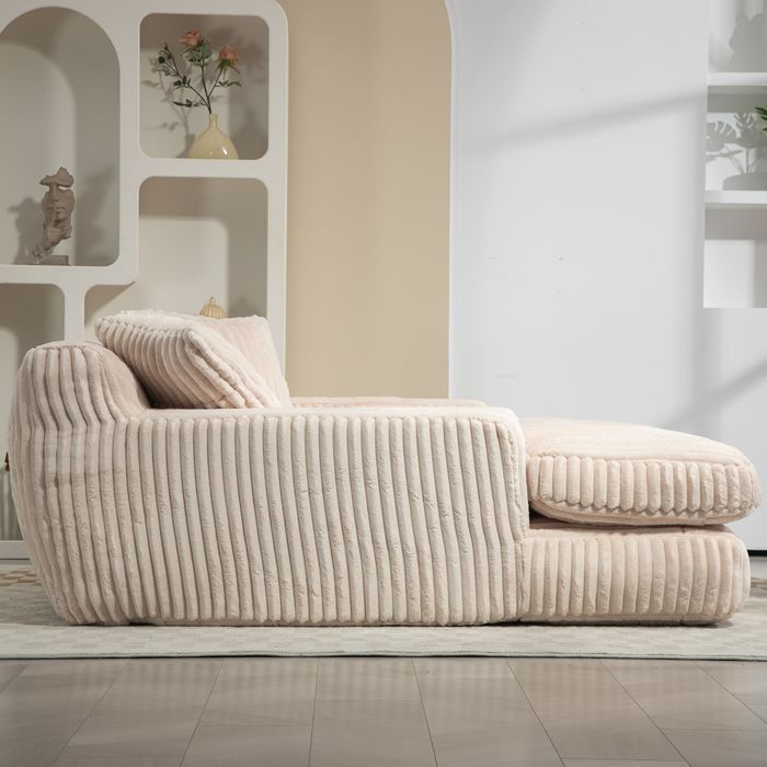 Fauteuil Compressé Avec 3 Coussins, Beige - homavodiscount