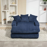 Fauteuil Compressé Avec 3 Coussins, Ergonomique, Bleu Marine - homavodiscount