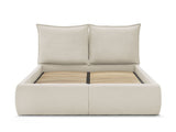 GARANCE Lit coffre GARANCE avec tête de lit effet oreiller tissu bouclette - homidiscount