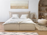 JADE Lit coffre JADE avec tête de lit effet oreiller - homidiscount