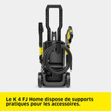 Kärcher Nettoyeur Haute Pression K 4 FJ Home, Pression max. 130 bar, Débit : 420 l/h, Surface : 30 m²/h, Filtre à Eau, Poids : 5,7 kg, Pistolet HP, Rotabuse, Lance Vario Power, Buse à Mousse, Home Kit - gobonplan