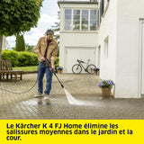 Kärcher Nettoyeur Haute Pression K 4 FJ Home, Pression max. 130 bar, Débit : 420 l/h, Surface : 30 m²/h, Filtre à Eau, Poids : 5,7 kg, Pistolet HP, Rotabuse, Lance Vario Power, Buse à Mousse, Home Kit - gobonplan
