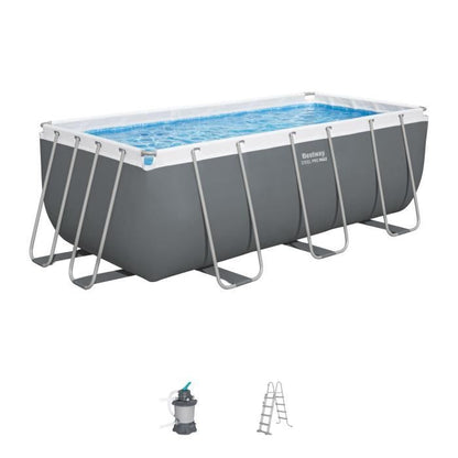 Kit Piscine hors sol tubulaire BESTWAY - Steel Pro Max™ - 412 x 201 x 122 cm - Rectangulaire (Filtre à sable, échelle) - homidiscount