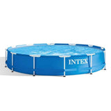 Kit Piscine hors sol tubulaire INTEX - Metal Frame - 366 x 76 cm - Ronde (Livrée avec pompe et cartouche) - homidiscount