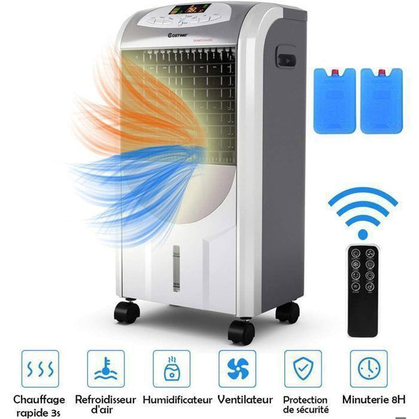 limatiseur Mobile 7L 75W Rafraîchisseur d'Air Ventilateur COSTWAY- Froid/Chaud-Télécommande-Minuterie 8H-3 Vitesses-Oscillation - homidiscount
