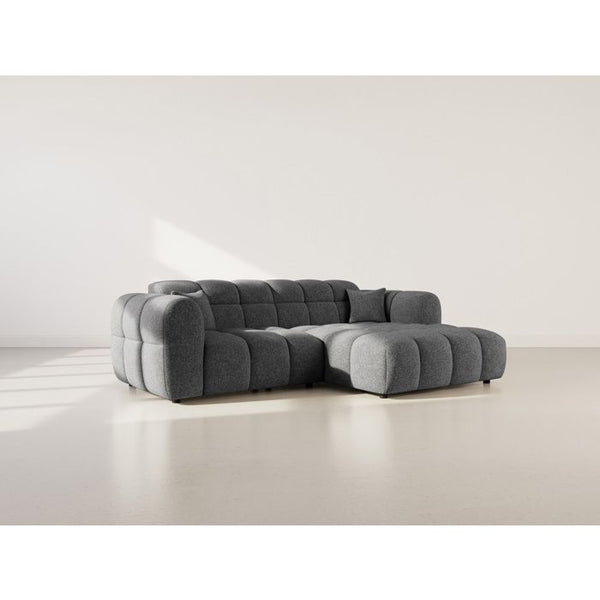Mini Ray - Canapé d'angle 4 places en tissu texturé - Gris Anthracite