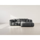 Mini Ray - Canapé d'angle 4 places en tissu texturé - Gris Anthracite