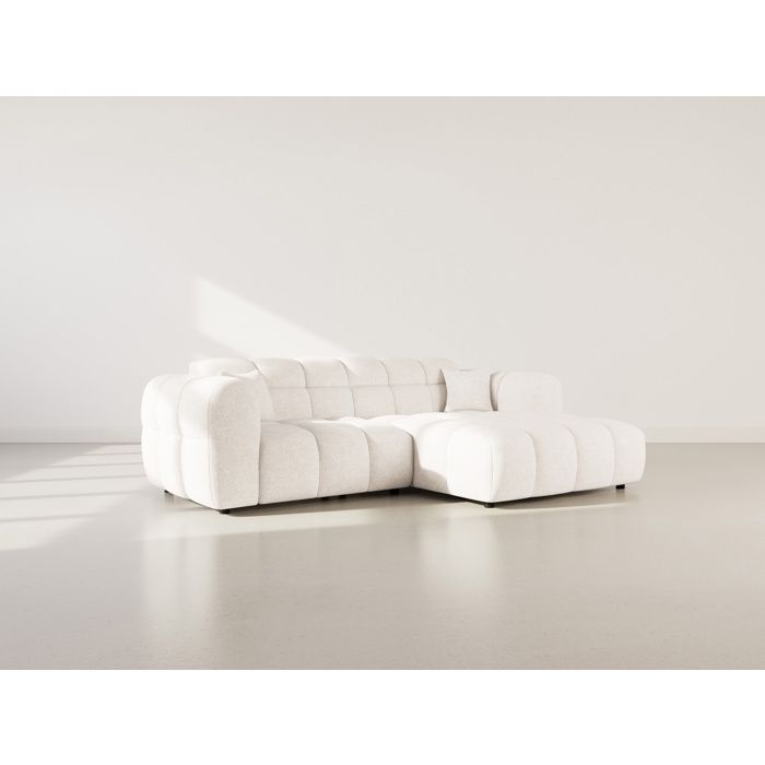 Mini Ray - Canapé d'angle droit 4 places en tissu texturé - Beige