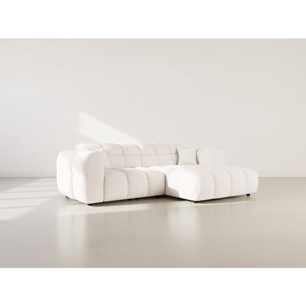 Mini Ray - Canapé d'angle droit 4 places en tissu texturé - Beige