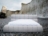 MONT - BLANC Lit coffre MONT - BLANC tissu chiné - Blanc - homidiscount