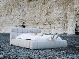 MONT - BLANC Lit coffre MONT - BLANC tissu chiné - Blanc - homidiscount