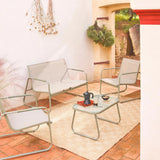 Noto Salon de jardin acier 4 places Kaki - homidiscount