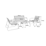 Noto Salon de jardin acier 4 places Kaki - homidiscount