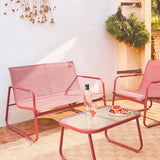 Noto Salon de jardin acier 4 places Pink - homidiscount
