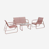Noto Salon de jardin acier 4 places Pink - homidiscount